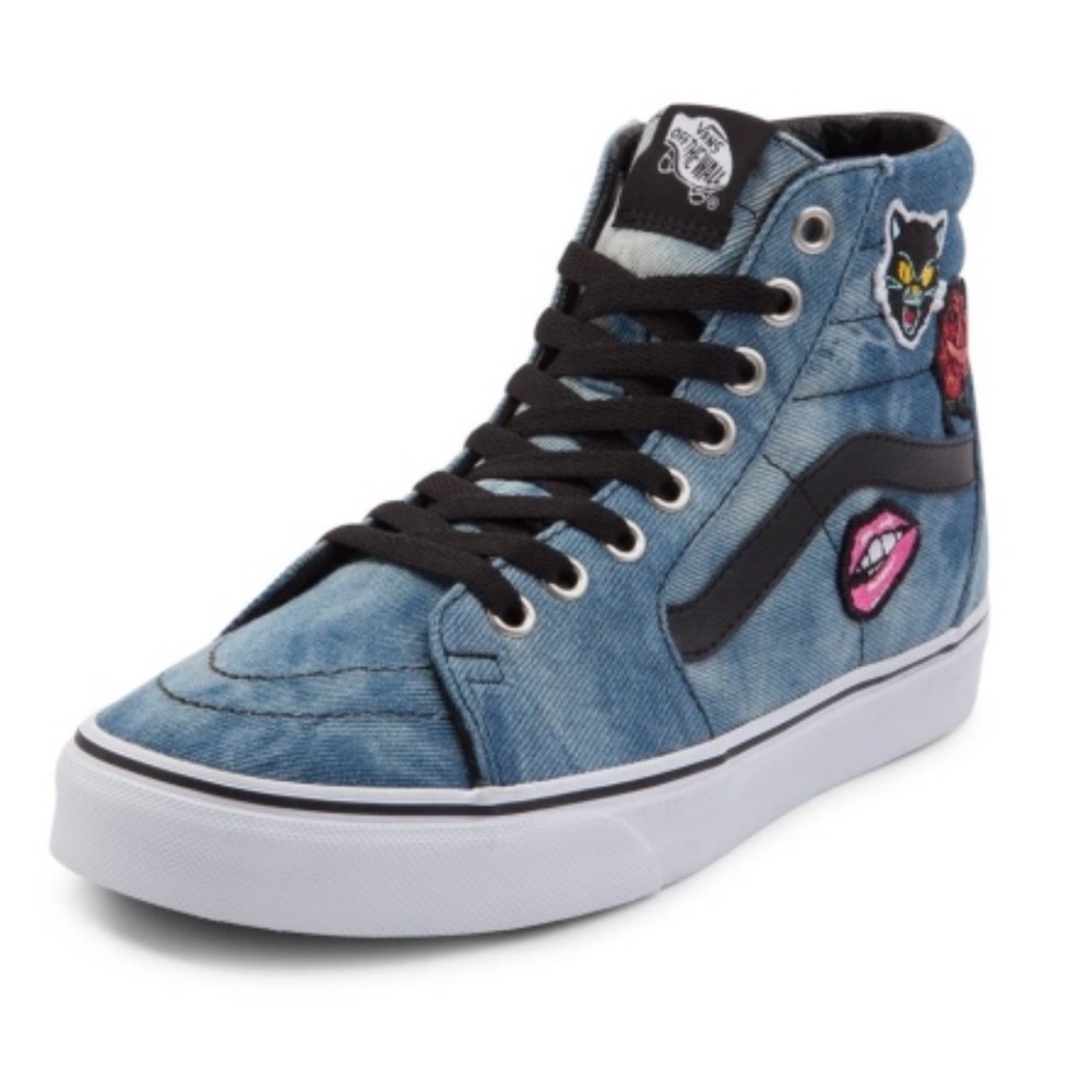 Vans Sk8 Hi Denim Patches Acid Wash Tye Dye Shoes